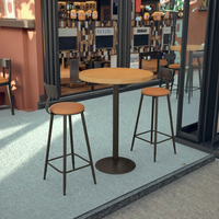 Table de bar ovale moderne de luxe en bois massif et fer pour café commercial, salon de thé, table haute pour villas, extérieurs, mobilier de restaurant