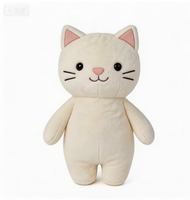 Ensemble de jouets en peluche en coton PP OEM, animaux en peluche mignons (Panda, Chien, Chat, Abeille), poupées douces en tricot avec logo personnalisé pour cadeau de bébé, vente en gros