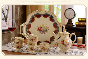 Low-price Promotion of British Characters and Flower Relief Ceramic Afternoon <b>Tea</b> Coffee <b>Set</b> - Product Image 6