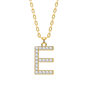 Colgante Minimalista con Inicial Personalizada, con Diamante Cultivado en Laboratorio VVS VS EF y Plata de Ley 925 con Acabado en Oro, de Lujo - Product Image 5