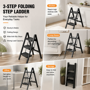 Poland Stock 3 Step <b>Folding</b> Step Ladder Carbon Steel Anti Slip Kitchen <b>Stool</b> EU Dropshipping - Product Image 4