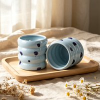 Support de bougie en céramique de luxe YBH Custom Nordic Decor, bleu vert moucheté, fait main, écologique, pour la maison