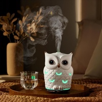 Humidificateur d'aromathérapie à brume fraîche LED 7 couleurs 200 ml, 2 modes de brume, arrêt automatique, alimentation USB, diffuseur d'huiles essentielles en céramique en forme de hibou