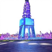 Fontaine musicale de danse de haute qualité, design moderne de tour émiratie, pour festival, carnaval, spectacle de magie avec faisceau lumineux et fumée