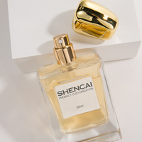 Flacon vaporisateur de parfum en verre transparent haute couture 30ml 50ml bouche rectangulaire en rouleau avec dessus irrégulier