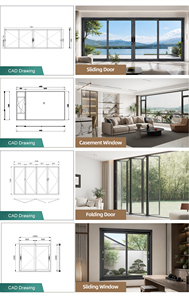 Fenêtre coulissante en aluminium à rupture de pont thermique AOSTTER, 3 rails, double vitrage trempé, système coulissant étanche pour villa avec vue sur l'océan - Product Image 4