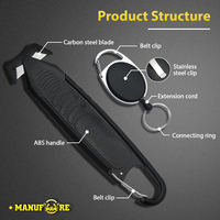 Manufore Offre Spéciale Poignée En Plastique Portable Cutter de Sécurité Film Boîte Carton Cutter Couteau de Poche En Acier Au Carbone Lame kutter