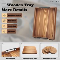 Décoration d'intérieur, plateaux en bois faits à la main personnalisables, grands plateaux pour bijoux, fruits, en-cas, nourriture, café, avec poignées en métal