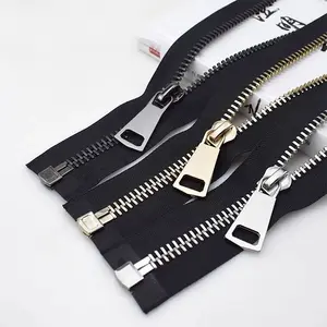 Zipper Metal Black DAWEI Hot Sale Eco-friendly 10# Metal Zinc Alloy Zipper Black Coil Clothing Metal Zipper Heavy Duty Good Zipper Tape