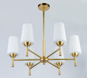 Lampe en verre de cuivre de style moderne, lustre d'hôtel de villa de maison de chine, usine de fabrication avec éclairage en laiton de prix direct - Product Image 5