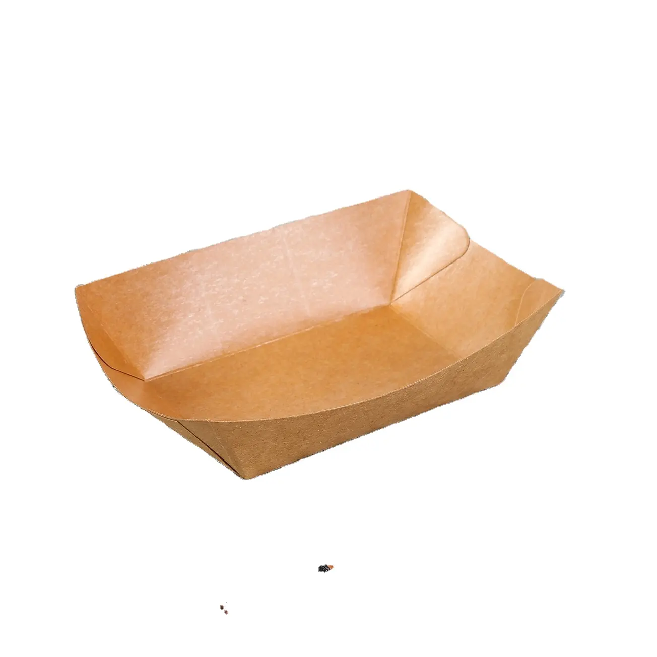 PTPACK 900ml Disposable Brown 3 Lb Kraft Treats Hot Dogs Paper Food Boat Paper Trays Boat Printed Take Away Meal Waffle Tray