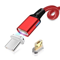 Kabel Earphone tipe C, LED Super stabil magnetik 3 dalam 1 pengisian cepat kabel 3A paduan aluminium PVC QC3.0