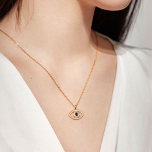 Collier Dylam Blue Evil Sapphire Eye plaqué or 18 carats, mignon et délicat, avec zircon cubique 5A pour femme - Product Image 6