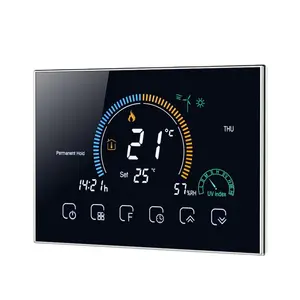 Termostat 95-240V Wi-Fi cerdas dapat diprogram, termostat 5 + 1 + 1 enam periode kontrol aplikasi suara lampu belakang LCD air/Gas pemanas Thermore