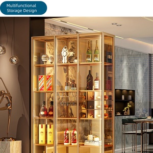Vitrina de Vidrio LED para Licores, Marco de Aluminio, Vidrio a Prueba de Explosiones, 2/3 Puertas, Mueble de Almacenamiento para <span class=keywords><strong>Bar</strong></span>, para Sala de Estar - Product Image 4
