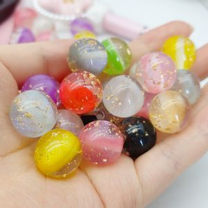 51138 Großhandel Clear Shinny 16mm runde glas ähnliche Lampwork Goldfolie gefüllt lose Perlen Harz DIY Perlen für Schmuck Stift herstellung - Product Image 6