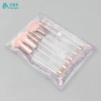 Ensembles d'outils de maquillage en gros filles cadeau ensemble d'idées 7 pièces clair transparent manche vide pinceaux de maquillage bricolage maquillage pinceau ensemble