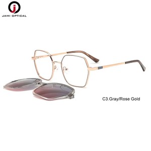 Gafas de Sol Magnéticas 2 en 1 de <span class=keywords><strong>Acero</strong></span> Inoxidable de Alta Calidad al por Mayor, Clip para Montura Óptica, Lentes Polarizadas TAC, Gafas Hexagonales - Product Image 3