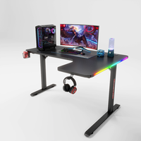 YZ personnalisé nouveau design meilleure vente moderne couleur noire bureau de jeu LED rvb couleurs lumières jeu PC table de bureau