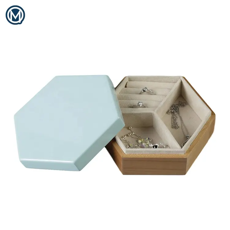Wholesale Round Luxury Wooden Solid Wood boxes For Jewelry Set Ring Bracelet Necklace Watch