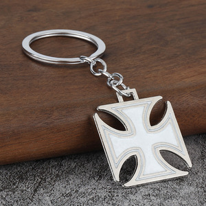 Llavero de moda pop personalizado con diseño retro de hip-hop y efecto de goteo de aceite, con colgante de flor cruzada vintage y elegante. - Product Image 4