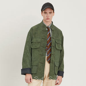 Veste Safari style chinois RTS/OEM veste homme boutons <span class=keywords><strong>grenouille</strong></span> nouveau design blazer décontracté pour homme - Product Image 3