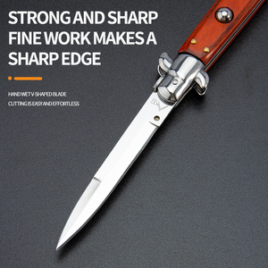 Couteau pliant AKC de défense personnelle en plein air, acier 440, haute dureté, couteau tactique de survie portable, manche en bois - Product Image 5