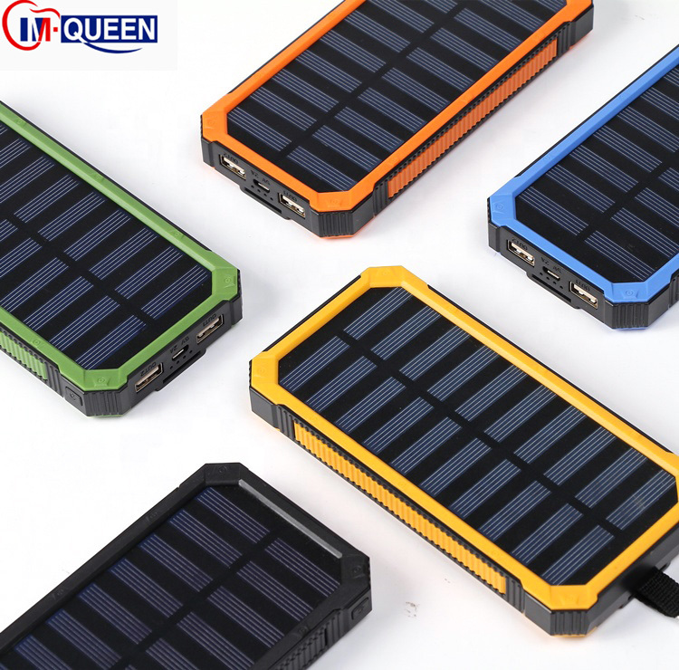 Solar Power Bank Charger Waterproof Type C Input Port Dual Portable Solar Panel Charging for Cellphone