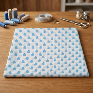 Tela de Algodón Estampada a Mano con Puntos Blancos, Tela de Algodón Suave Hecha a Mano para Vestidos, Material de Tela para Confección de Vestidos Blancos - Product Image 1