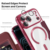 Coque pour Apple iPhone 18 Pro Max/18 Pro/17 Air/17E/16 Plus/15 avec porte-cartes, électroplaquée, magnétique, antichoc, pour affaires