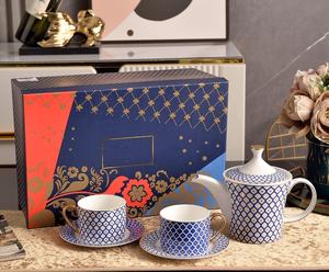 Service à thé de fête en porcelaine osseuse russe royale écologique à motifs d'étoiles multicolores, 5 pièces - Product Image 6