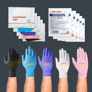 Anboson tùy chỉnh màu xanh đen dùng một lần Găng tay Nitrile 2 mảnh gói không có bột cao su không vô trùng Logo tùy chỉnh găng tay an toàn - Product Image 3