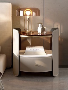Modern Luxury Solid Wood <strong>Circular</strong> <strong>Bedside</strong> <strong>Table</strong> with Storage for Home Bedroom Furniture or Hotel Use - Product Image 6