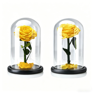 Modern Waterproof Glass <b>Display</b> <b>Case</b> Artificial Rose Custom Gift for Valentine Mother's Day - Product Image 1