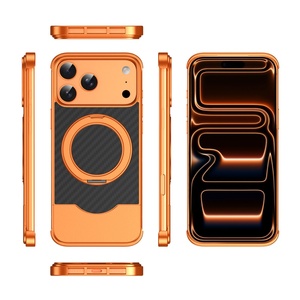 เคสแม่เหล็กแบบมีลายคาร์บอนไฟเบอร์สำหรับ iPhone 17 15 16 Pro Max พร้อมการปกป้อง 360 องศา °   ขาตั้งโทรศัพท์แบบวงแหวน อลูมิเนียมไร้กรอบ ป้องกันการกระแทก - Product Image 6