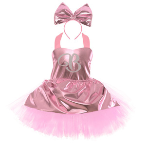 Kızlar Prenses Pembe Bebek İlhamı Tutu Elbise Seti (Fiyonklu Taçlı) Polyester Cadılar Bayramı TV Film Cosplay Sahne Performansı - Product Image 6
