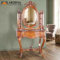 Tocador de reproducción antigua de madera de alta calidad con muebles de diseño europeo con espejo Mesa de maquillaje de tocador para Artista