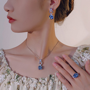2025 high-end Jewelry Copper Gold-plated Simulation Bird's Nest Cut Nordic Blue Retro Temperament Set Main Stone 12*12 - Product Image 4
