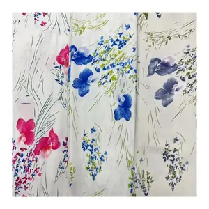 popular floral handpainted style digital print fabric eco-friendly woven 100%polyester faux acetate crepe satin printed fabrics