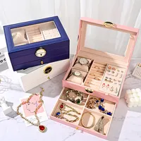 Caja organizadora de joyas para mujer, organizador de joyas, anillos, pendientes, pulsera, collar, almacenamiento de cuero pu de lujo, nuevo diseño