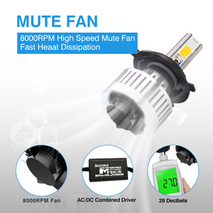 Bombilla LED para Faro Delantero de Motocicleta Motoled <span class=keywords><strong>M3PLUS</strong></span>, Cuerpo de Aluminio, H4, con Ventilador de Refrigeración - Product Image 4