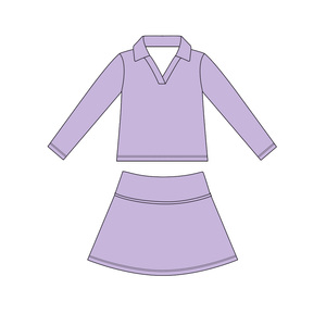 Ensemble de yoga pour fille, jupe jaune à imprimé uni, manches longues, été, GSD1594 rts Little active girl. - Product Image 4