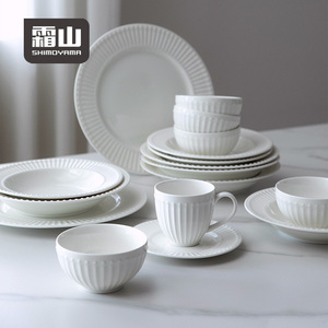 Shimoyama cổ điển trắng gốm đặt bữa ăn tối sứ món ăn tấm thiết lập nhà Chinaware khách sạn & nhà hàng đồ dùng nhà bếp thiết lập - Product Image 1