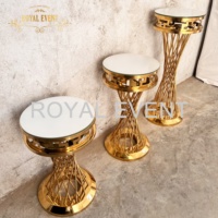 Table à gâteau ronde en acier inoxydable de luxe plinthes de mariage fournitures de fête d'événement support à gâteau en or pour mariage