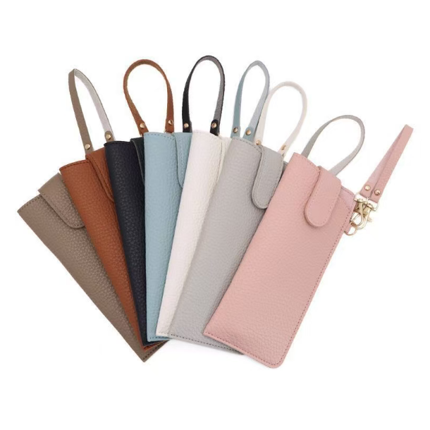 YY Pu Leather Eyeglass Case with Belt Clip Leather Solid Glasses Pouch Women Aesthetic Soft Glasses Portable Hanging Neck