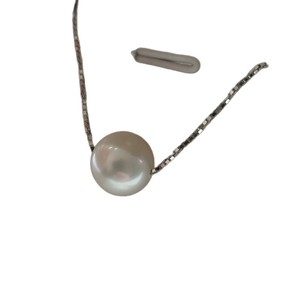 Collier pendentif en argent 925 jeune et tendance avec chaîne de clavicule, perle simple, accessoire unique - Product Image 5