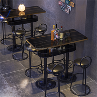 Meubles de bar d'usine meubles de restaurant pour boîte de nuit table de bar ronde industrielle ensemble table de bar et chaises de bistro en bois haut de gamme