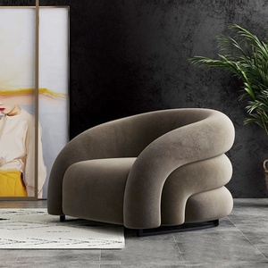 <span class=keywords><strong>Fauteuil</strong></span> d'appoint <span class=keywords><strong>convertible</strong></span> moderne et contemporain pour salon d'appartement, en tissu flanelle rembourré, avec structure en acier inoxydable - Product Image 3