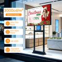 Layar LCD 32-75 Inci 3000 Nits Kecerahan Tinggi untuk Signage Digital Semi Outdoor dengan Suspensi Kabel dan Penyangga Lantai