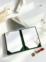 Livre de Vœux de Mariage en Velours Vert Émeraude Personnalisé avec Lettrage Doré, Pochettes d'Angle, Insert Floral en Papier, Livret de Vœux de Mariage pour Lui et Elle